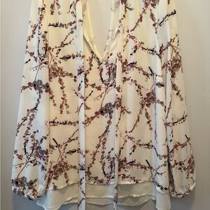 Delicate and versatile cream, maroon, and grey Floral Blouse